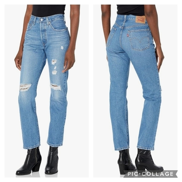Levi's 501 High Waisted Straight Leg Jeans BIG E - Picture 1 of 12